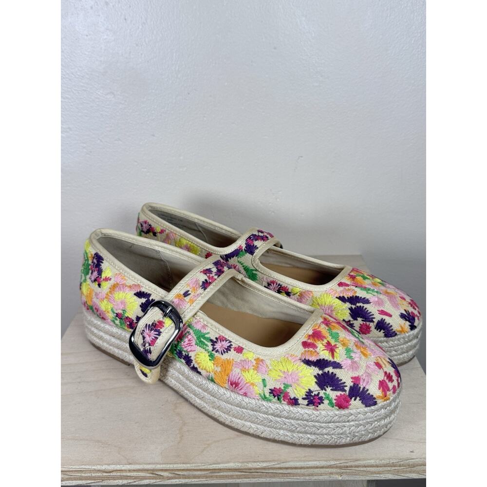 Steve Madden Womens Shoes Mary Jane Espadrille Flats Floral Embroidered 9.5M